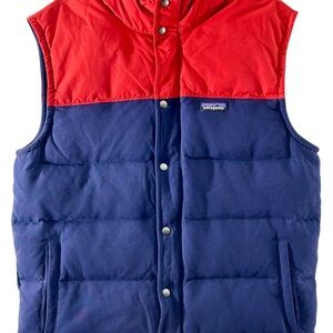 Patagonia Bivy Puffer Vest Men’s Large Retro Red Navy Blue Great Condition